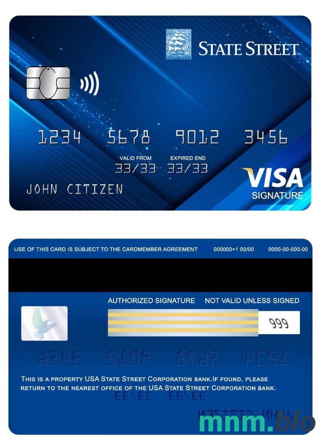 USA State Street Corporation bank podpis karta przykład w formacie PSD